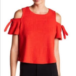 Madewell Red Skylark Cold-Shoulder Top Size Large